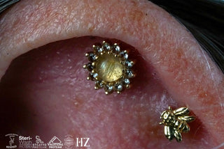 Delphine - Rutilated Quartz + White Sapphire - Threadless End Threadless Ends Buddha Jewelry   