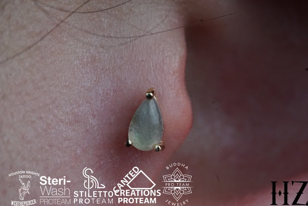 Prong Pear Threadless End with Labradorite Threadless Ends Buddha Jewelry