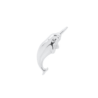 Narwhal "Unicorn of The Sea" - Threadless End Threadless Ends Buddha Jewelry White Gold Right 