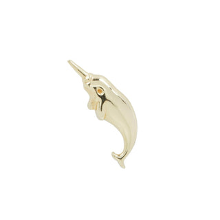Narwhal "Unicorn of The Sea" - Threadless End Threadless Ends Buddha Jewelry Yellow Gold Left 