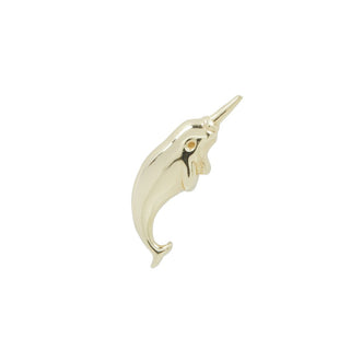 Narwhal "Unicorn of The Sea" - Threadless End Threadless Ends Buddha Jewelry Organics Yellow Gold Right 