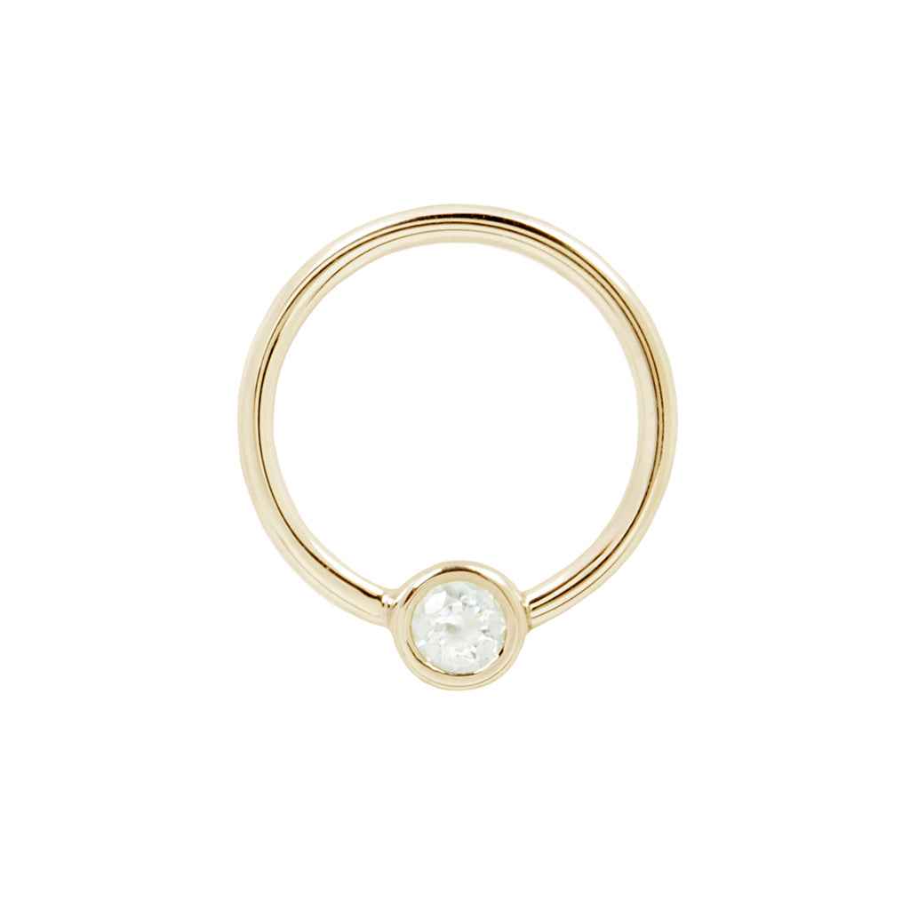 Fixed Bezel 3mm Bead Ring with CZ Fixed Rings Buddha Jewelry 14k Yellow Gold 16g 7/16" (11mm)