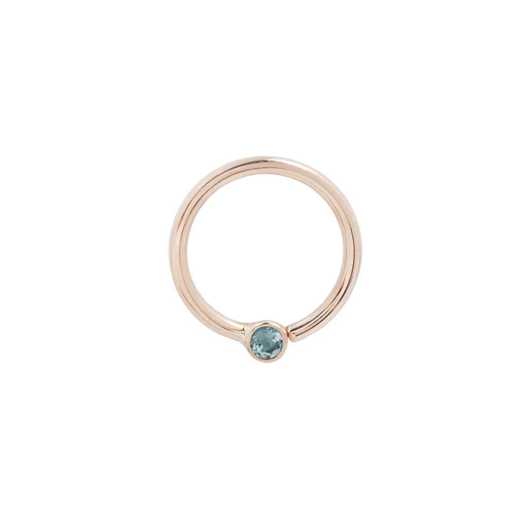 Fixed Bezel 2mm Bead Ring with London Blue Topaz Fixed Rings Buddha Jewelry 14k Rose Gold 16g 5/16" (8mm)