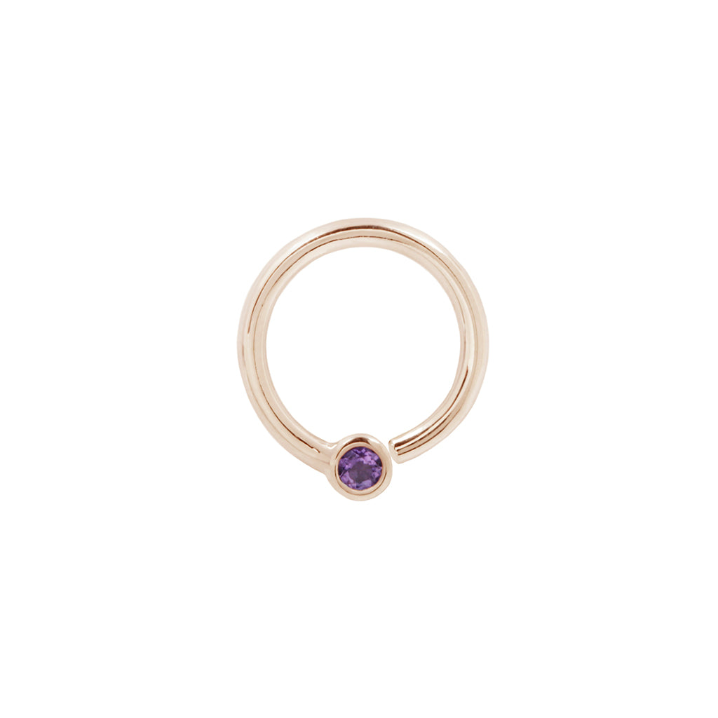 Fixed Bezel 2mm Bead Ring with Amethyst Fixed Rings Buddha Jewelry 14k Rose Gold 16g 5/16" (8mm)