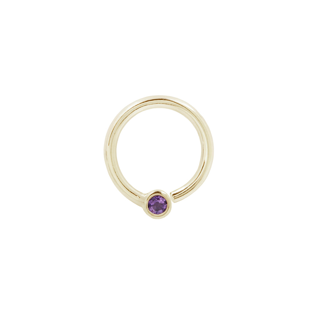 Fixed Bezel 2mm Bead Ring with Amethyst Fixed Rings Buddha Jewelry 14k Yellow Gold 16g 5/16" (8mm)