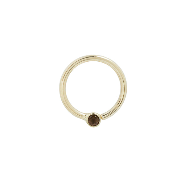 Fixed Bezel 2mm Bead Ring with Smoky Quartz Fixed Rings Buddha Jewelry 14k Yellow Gold 16g 5/16" (8mm)