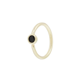 Fixed Bezel Bead Ring 2mm Black Spinel - Side Set Facing Seam Rings Buddha Jewelry Yellow Gold  