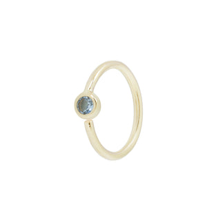 Fixed Bezel Bead Ring 2mm London Blue Topaz - Side Set Facing Seam Rings Buddha Jewelry Yellow Gold  