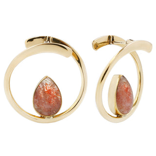 Stay Sexy Earrings - Brass + Sunstone Metal Hanging Earrings Buddha Jewelry Organics Small  