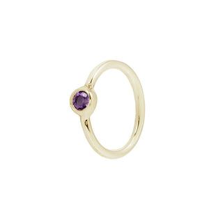 Fixed Bezel Bead Ring 2mm Amethyst - Side Set Facing Seam Rings Buddha Jewelry Yellow Gold  