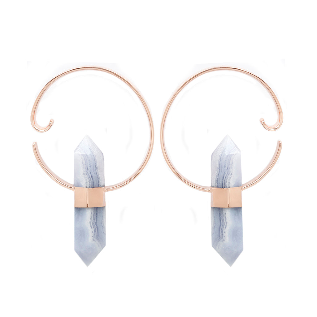 Alchemy Weights - Blue Lace Agate - Gold Plated Weights Buddha Jewelry Rose Gold Plated