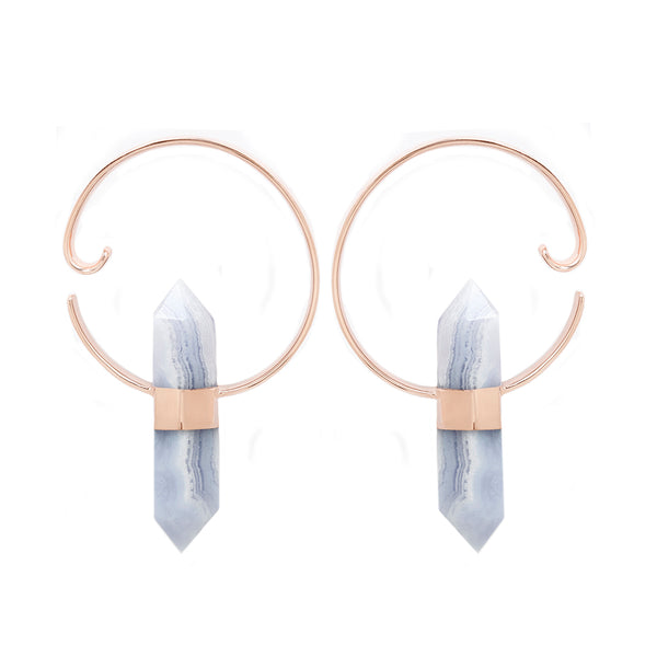 Alchemy Weights - Blue Lace Agate - Gold Plated Weights Buddha Jewelry Rose Gold Plated