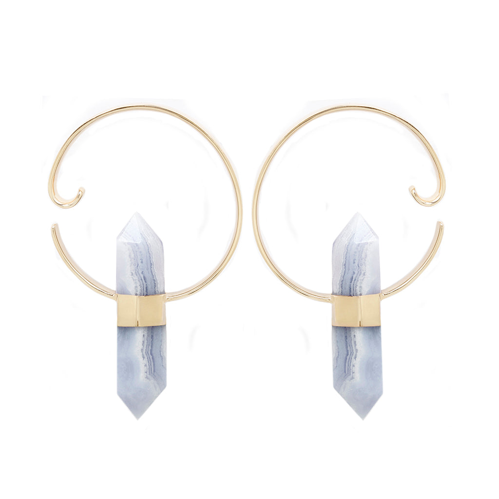 Alchemy Weights - Blue Lace Agate - Gold Plated Weights Buddha Jewelry