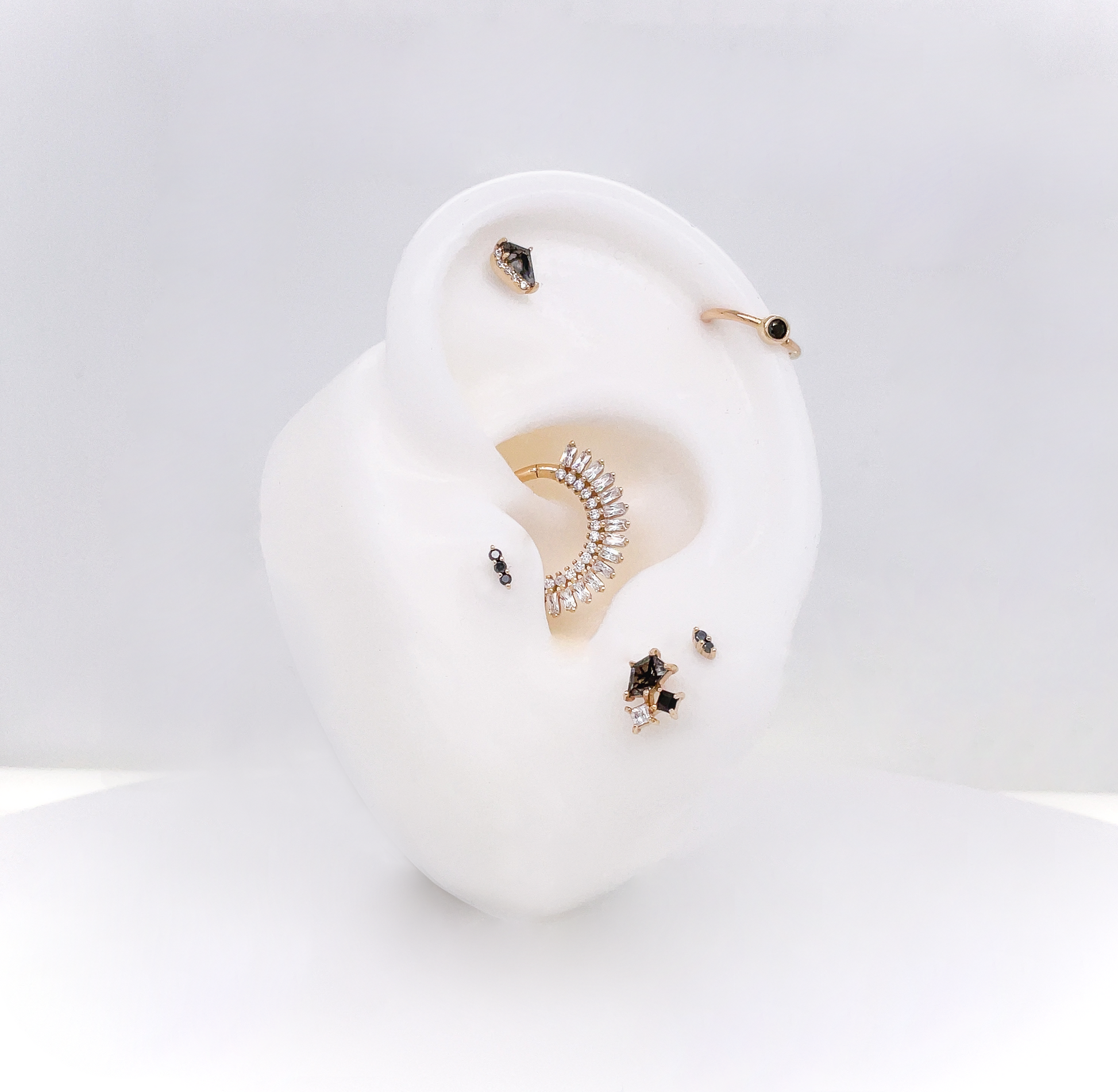 Lyra Threadless End with Tourmalinated Quartz + Black Spinel Threadless Ends Buddha Jewelry