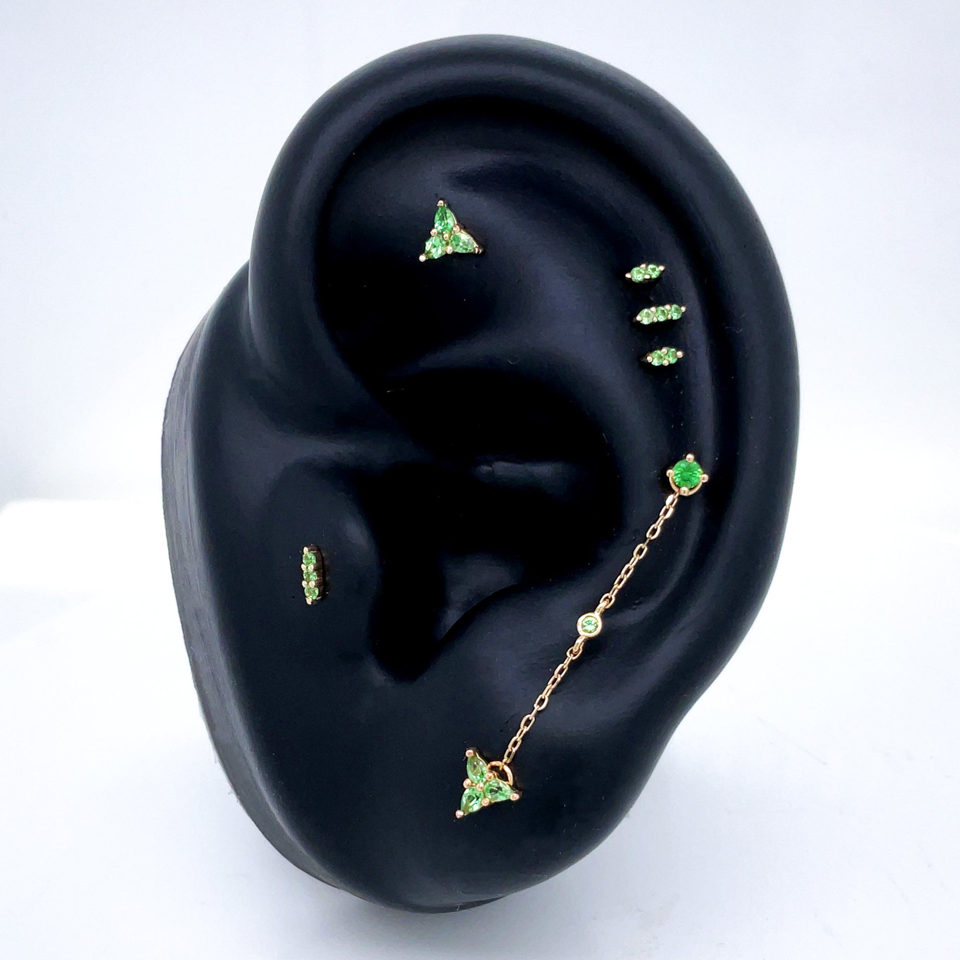 Prong Gem Threadless End with Tsavorite Threadless Ends Buddha Jewelry