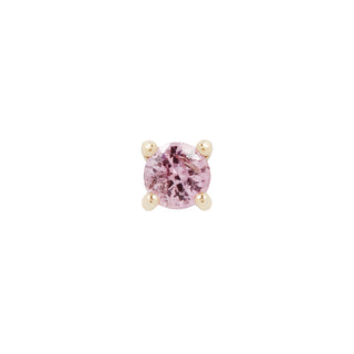 Pink Sapphire Prong Threadless Ends Buddha Jewelry Yellow Gold 1.5mm 