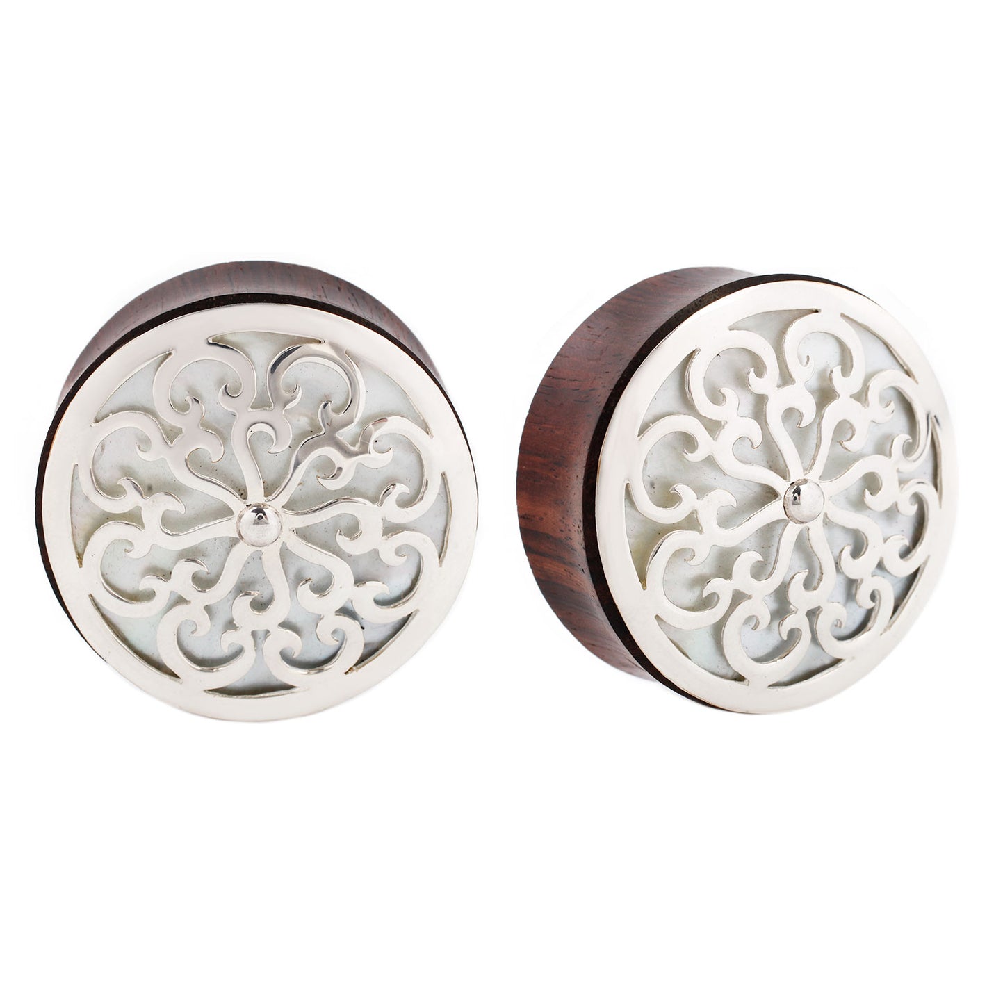 Idol Plugs - Silver + Mother of Pearl Plugs Buddha Jewelry 2g  