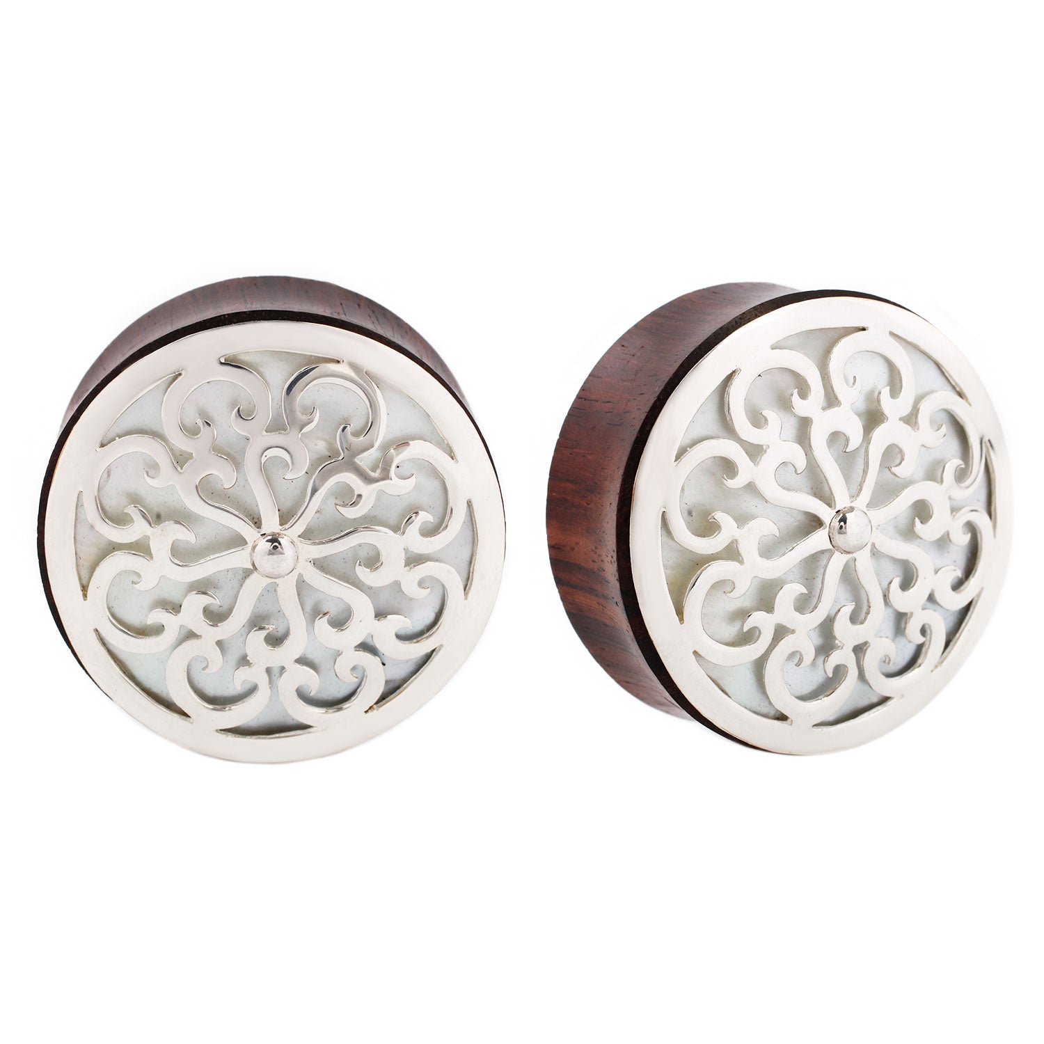 Idol Plugs - Silver + Mother of Pearl Plugs Buddha Jewelry 2g  