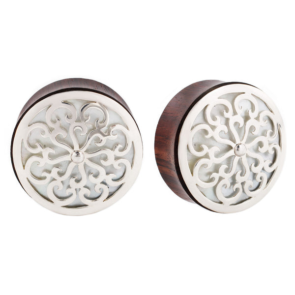 Idol Plugs - Silver + Mother of Pearl Plugs Buddha Jewelry 2g  