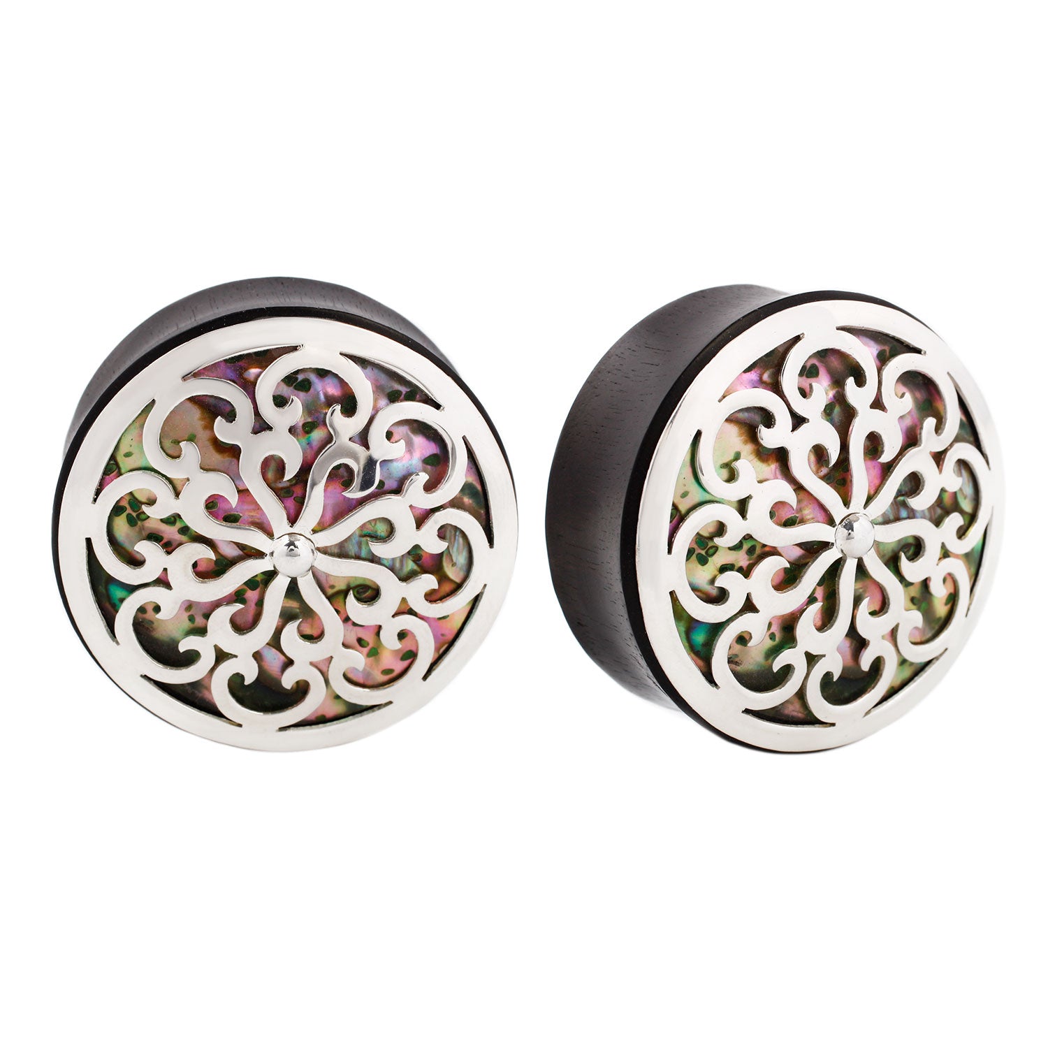 Idol Plugs - Abalone - Silver Plated Plugs Buddha Jewelry 2g