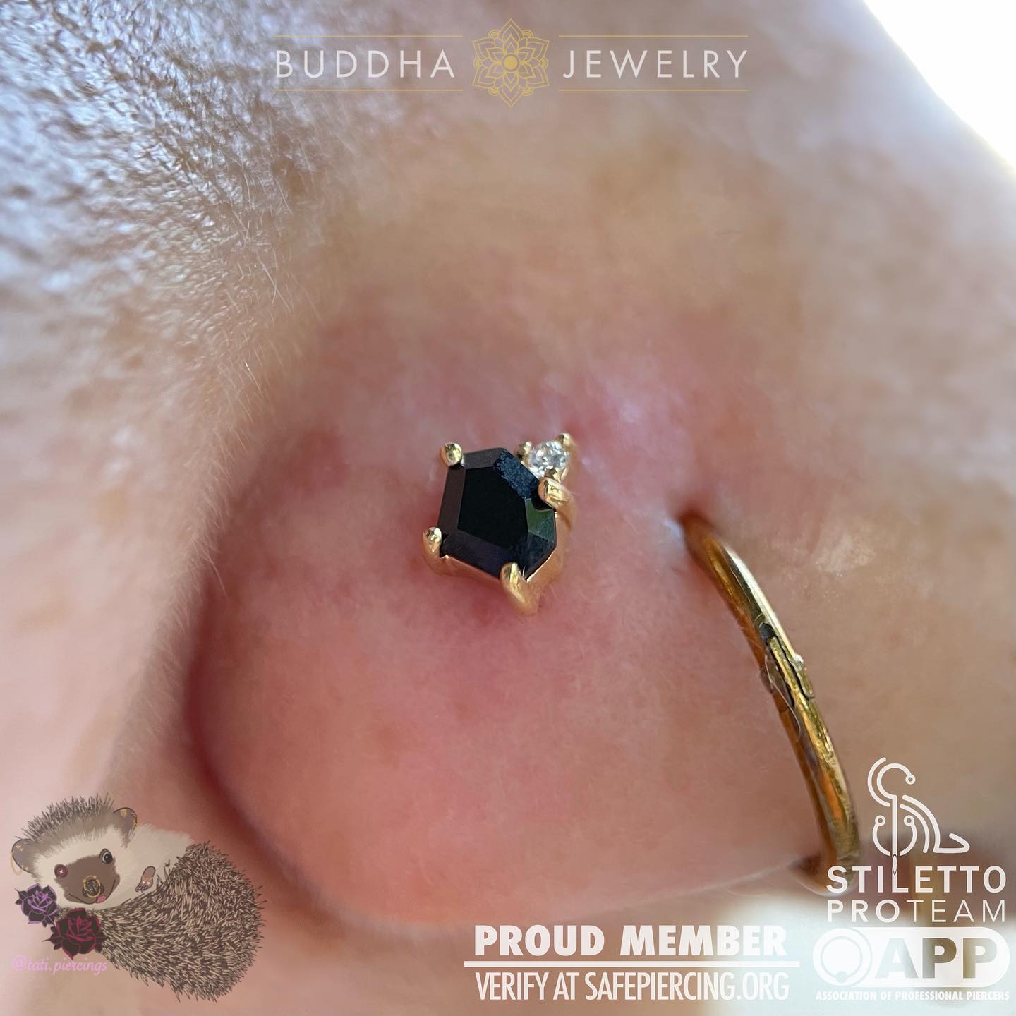 Elicit Threadless End with Black Spinel Threadless Ends Buddha Jewelry