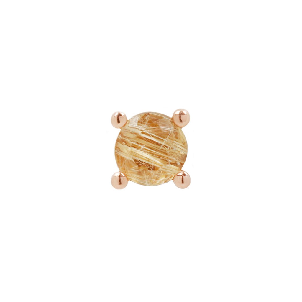 Prong Gem Threadless End with Rutilated Quartz Threadless Ends Buddha Jewelry 14k Rose Gold
