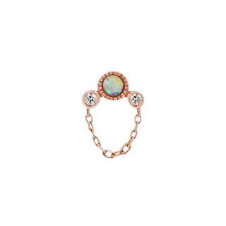 Halston - Genuine Opal + Chain - Threadless End Threadless Ends Buddha Jewelry Rose Gold  