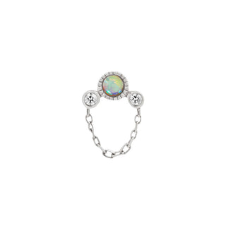Halston - Genuine Opal + Chain - Threadless End Threadless Ends Buddha Jewelry White Gold  