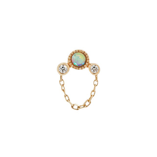 Halston - Genuine Opal + Chain - Threadless End Threadless Ends Buddha Jewelry Yellow Gold  