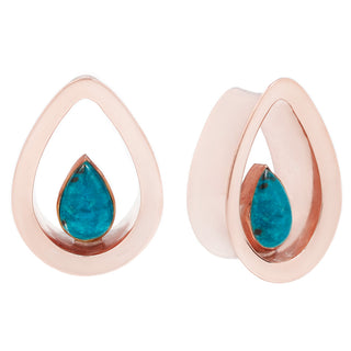 Evoke Mayan Teardrops - Chrysocolla - Rose Gold Plated Plugs Buddha Jewelry
