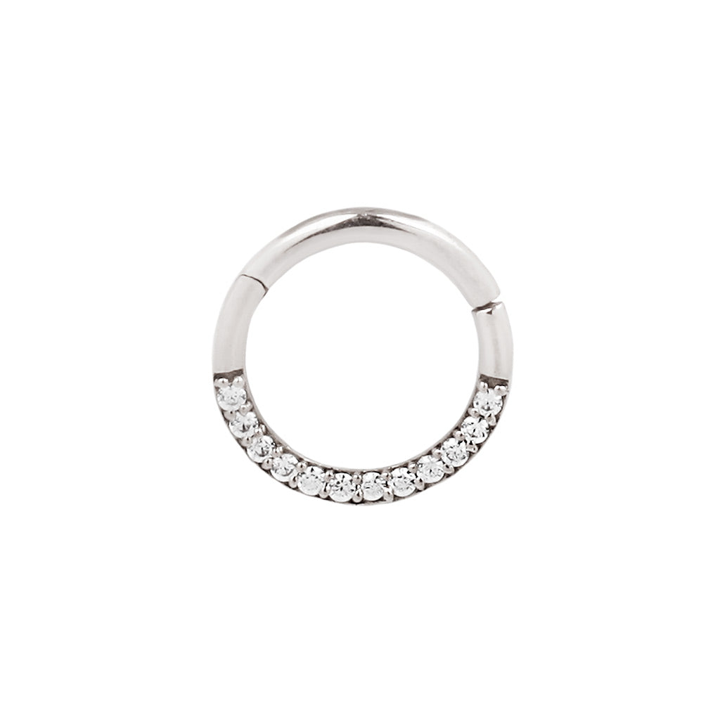 Dia Clicker with CZ Clickers Buddha Jewelry 14k White Gold 16g 5/16" (8mm)