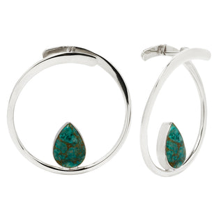 Stay Sexy Earrings - Silver + Chrysocholla Metal Hanging Earrings Buddha Jewelry Organics Medium  