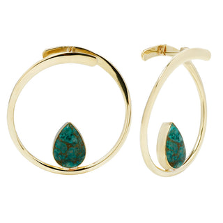 Stay Sexy Earrings - Brass + Chrysocolla Metal Hanging Earrings Buddha Jewelry Small  
