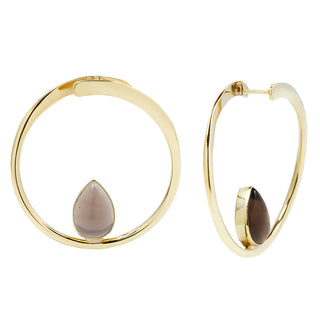 Stay Sexy Earrings - Brass + Smoky Quartz Metal Hanging Earrings Buddha Jewelry Small  