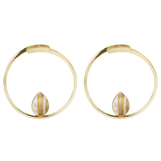 Stay Sexy Earrings - Brass + Golden Rutilated Quartz Metal Hanging Earrings Buddha Jewelry   