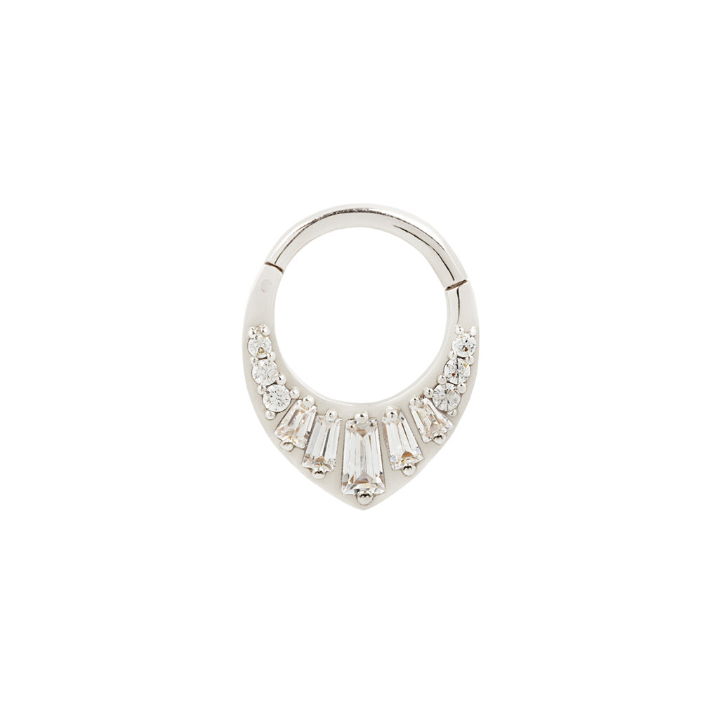 Prism Clicker with CZ Clickers Buddha Jewelry 14k White Gold 16g 5/16" (8mm)