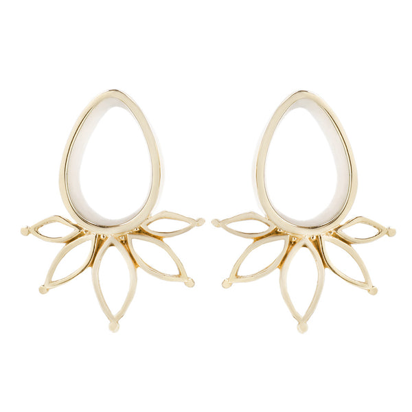 Marquise Eyelets - Yellow Gold Plated Plugs Buddha Jewelry