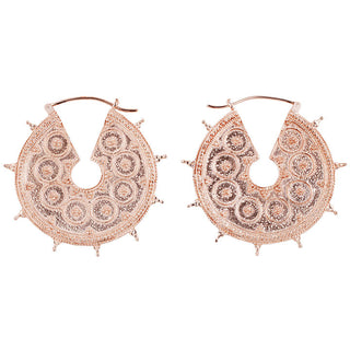 Goddess Earrings - Rose Gold Metal Hanging Earrings Buddha Jewelry Organics   