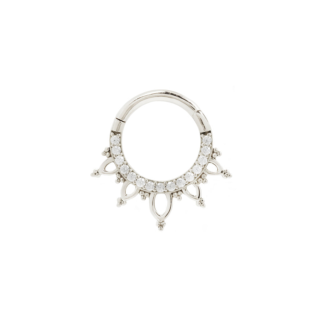 Indra Clicker with CZ Clickers Buddha Jewelry 14k White Gold 16g 5/16" (8mm)