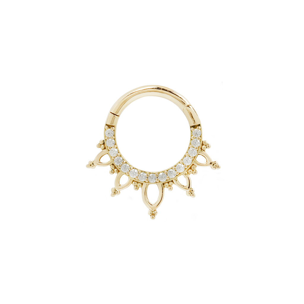 Indra Clicker with CZ Clickers Buddha Jewelry 14k Yellow Gold 16g 5/16" (8mm)