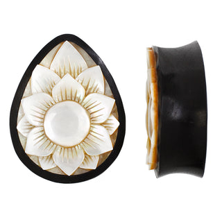 Lotus Flower Plug - Mother of Pearl Plugs Buddha Jewelry   