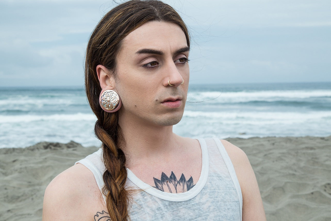 Idol Plugs - Mother of Pearl - Rose Gold Plated Plugs Buddha Jewelry