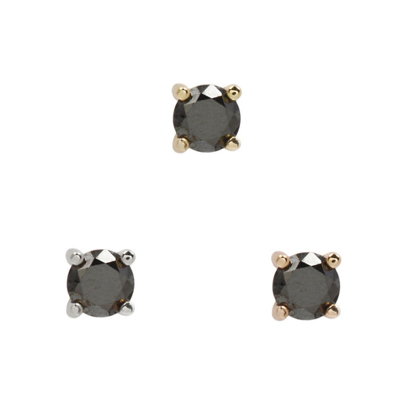 Prong Gem Threadless End with Black Diamond Threadless Ends Buddha Jewelry