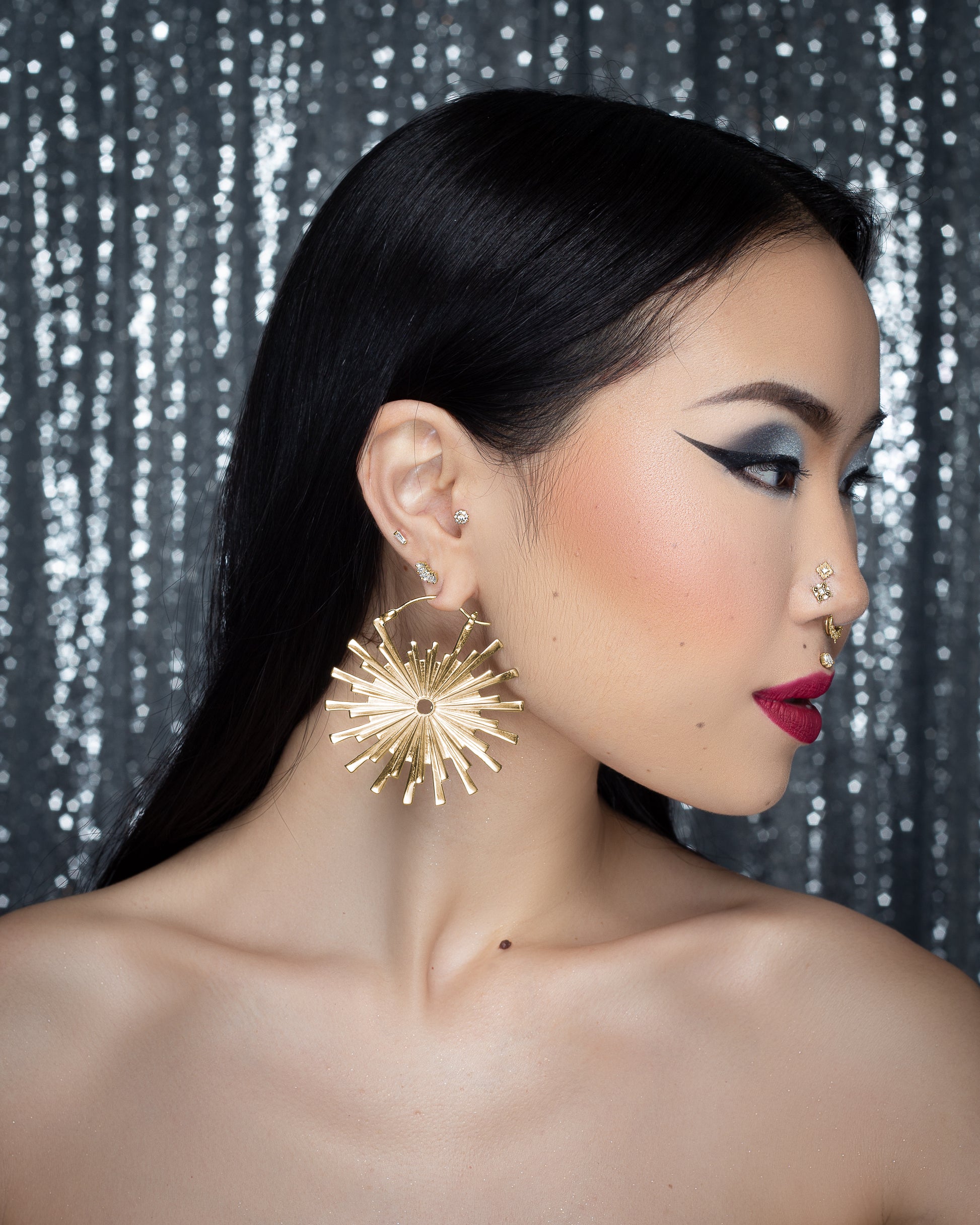 Galaxy Earrings Gold Plated Metal Hanging Earrings Buddha Jewelry