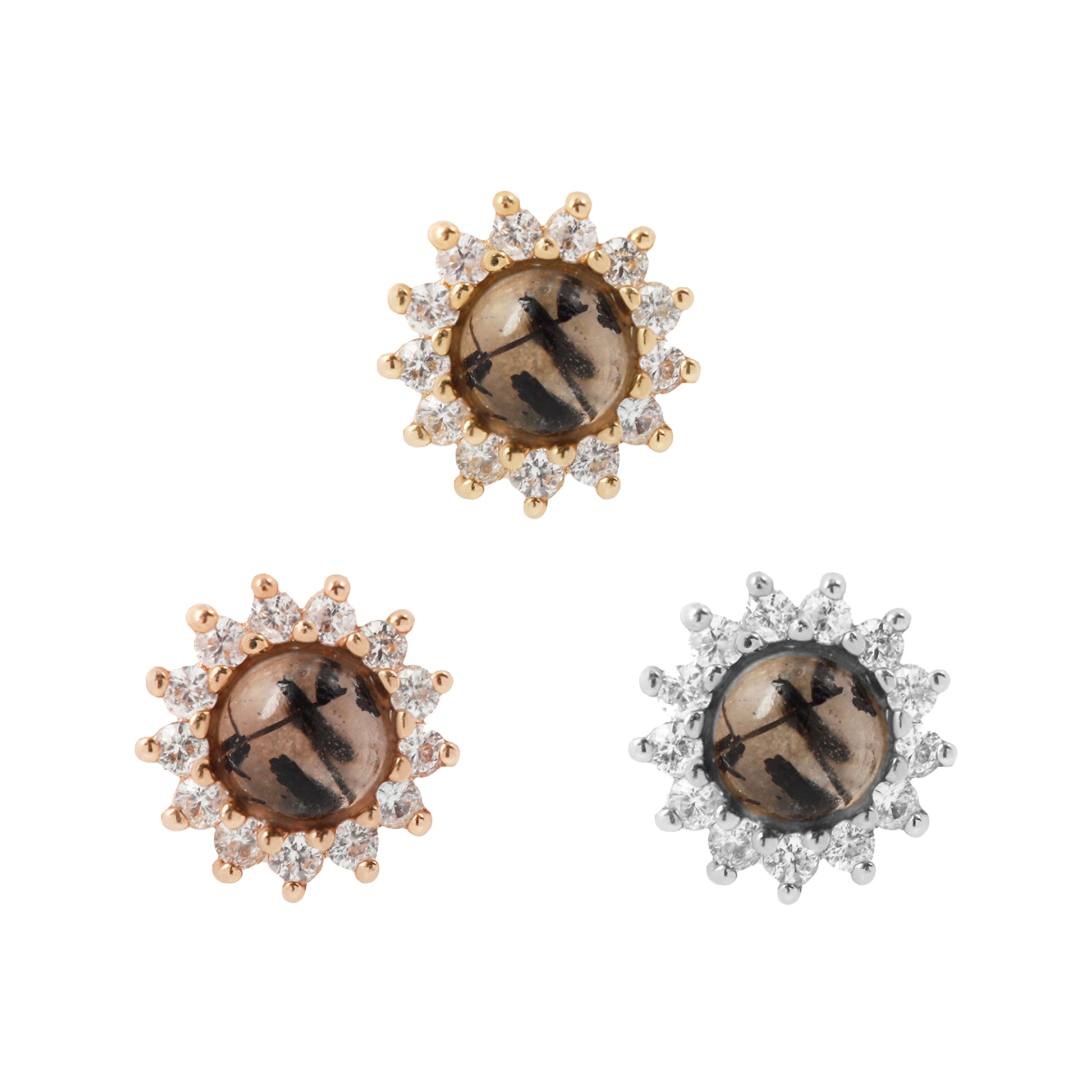 Delphine Threadless End with Tourmalinated Quartz Threadless Ends Buddha Jewelry