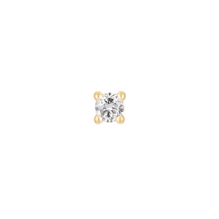 Genuine White Diamond Prong - Threadless End Threadless Ends Buddha Jewelry Yellow Gold 3.0mm 