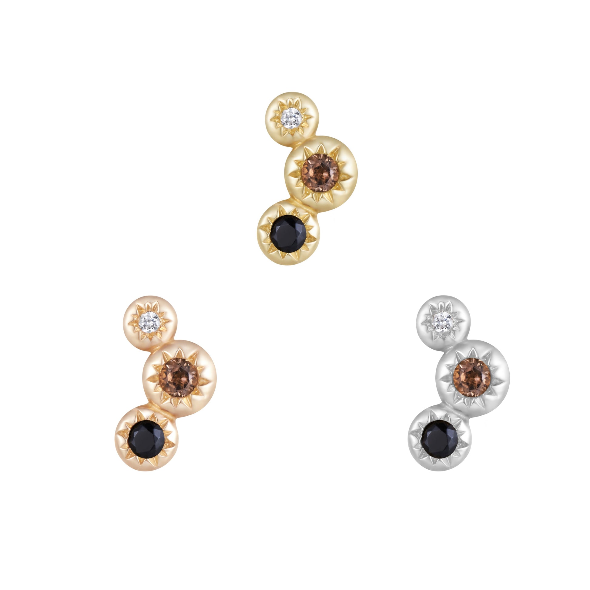 Dig It Threadless End with Smoky Quartz + Black Spinel Threadless Ends Buddha Jewelry