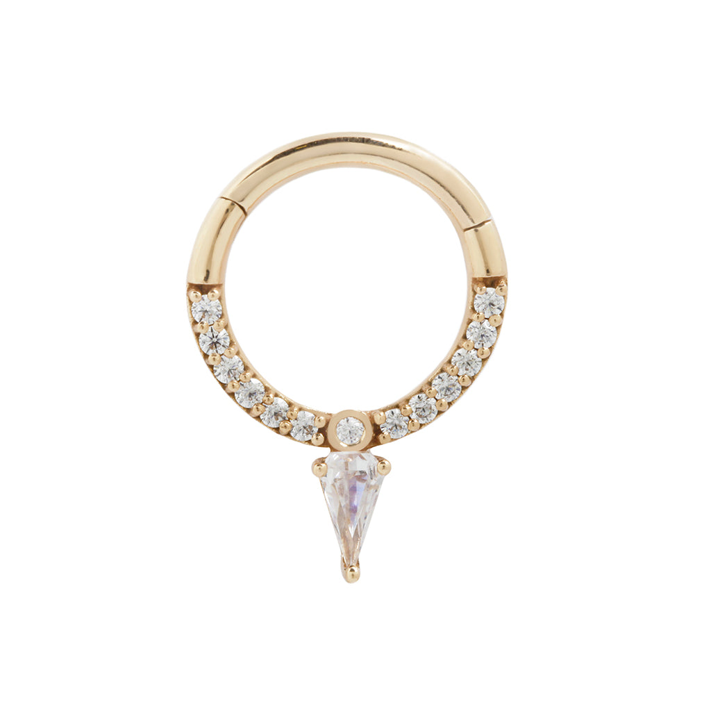 Down Like That Clicker with CZ Clickers Buddha Jewelry 14k Yellow Gold 16g 5/16" (8mm)