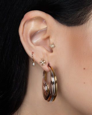 Mirah Earrings - Yellow, White + Rose Gold Metal Hanging Earrings Buddha Jewelry Organics   