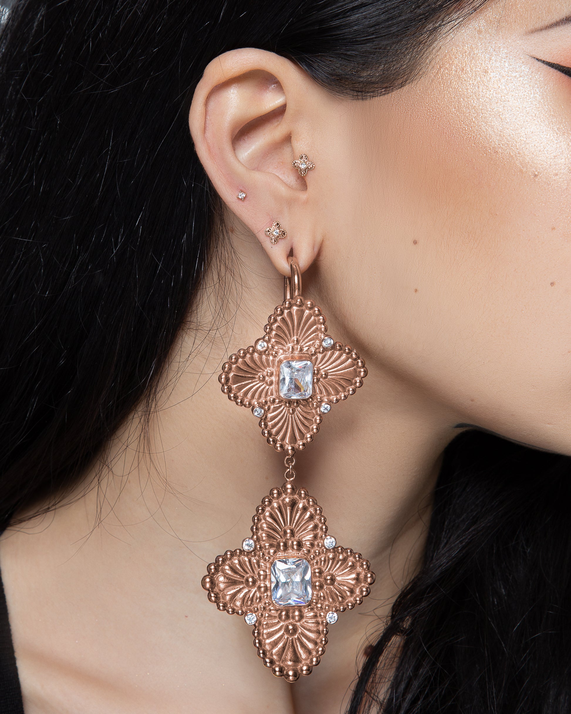 Prong Gem Threadless End with Swarovski CZ Threadless Ends Buddha Jewelry